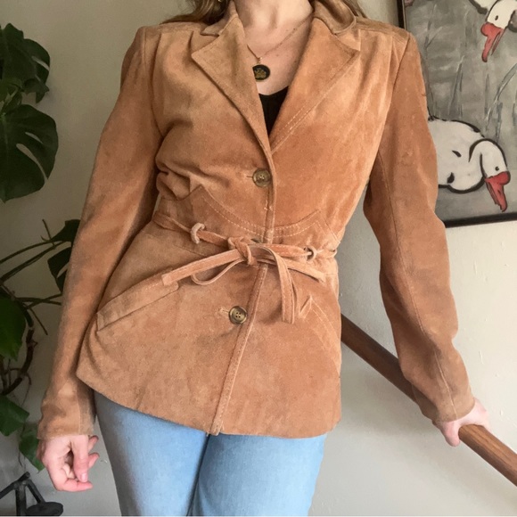Vintage 70s Winlit Suede Genuine Leather Tie Waist Western Jacket XS/S - Picture 3 of 15
